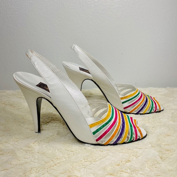 Aurelio Garcia Leather Multicolor Slingback Heels - Picture 3 of 15